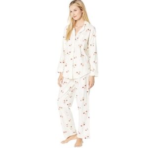 Ralph Lauren Brushed Twill Long Sleeve Collar Pajama Set Floral Medium